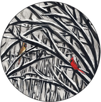 Cardinals - Winter Nature Button by Ricardo Levins Morales