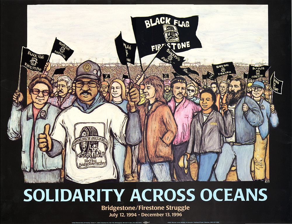 Solidarity Across Oceans - Union Strike Poster by Ricardo Levins Morales