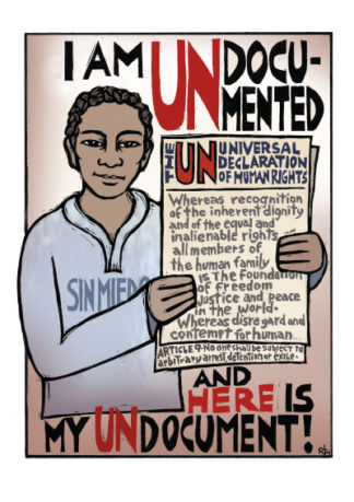 UN-Document - Ricardo Levins Morales Immigrant Rights Poster