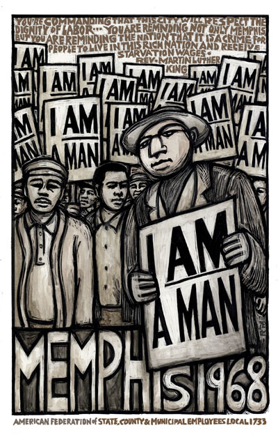 Memphis Sanitation Strike - I am a Man - Poster by Ricardo Levins Morales