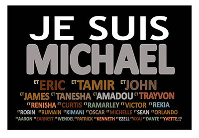 Je Suis Michael - Michael Brown, victims of police killings poster by Ricardo Levins Morales