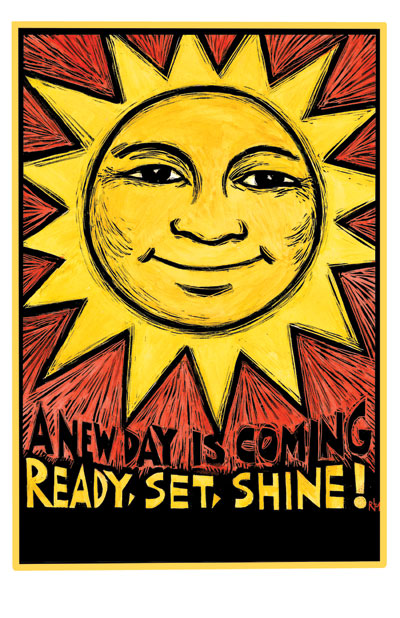 New Day - Sunshine Poster by Ricardo Levins Morales
