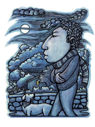 Moonwalk - Winter Night Walking Poster by Ricardo Levins Morales