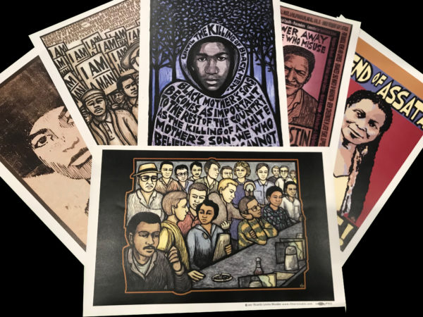 Black History poster pack featuring a spread of 6 posters of Black resistance and liberation