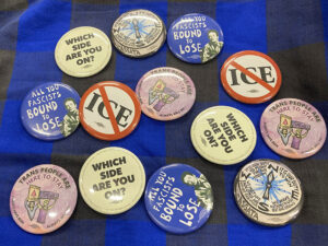 Antifascist buttons from RLM Art Studio