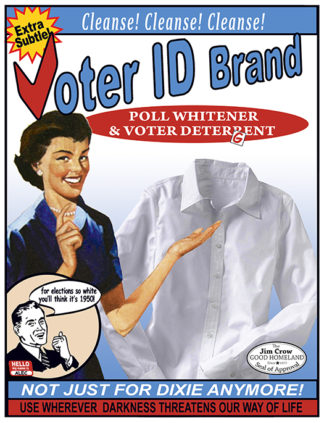 Voter ID Brand - Artwork by Ricardo Levins Morales Art Studio