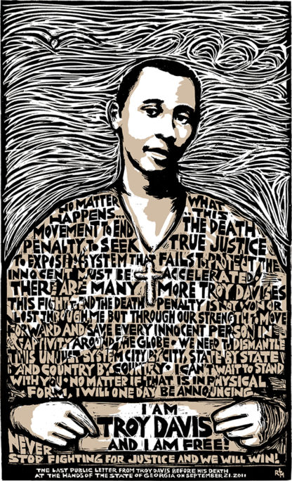Troy Davis - Artwork by Ricardo Levins Morales Art Studio