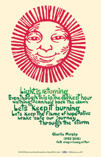 Light is Returning - Charlie Murphy lyrics poster with red sun