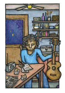 "Songwriter," poster by Ricardo Levins Morales