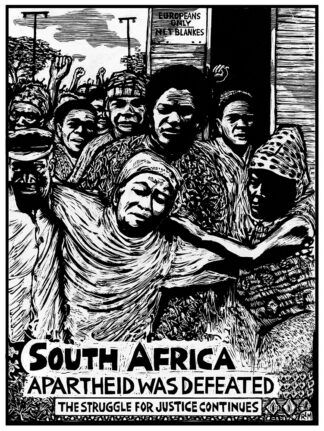 South Africa: The Struggle Continues, original art poster by Ricardo Levins Morales