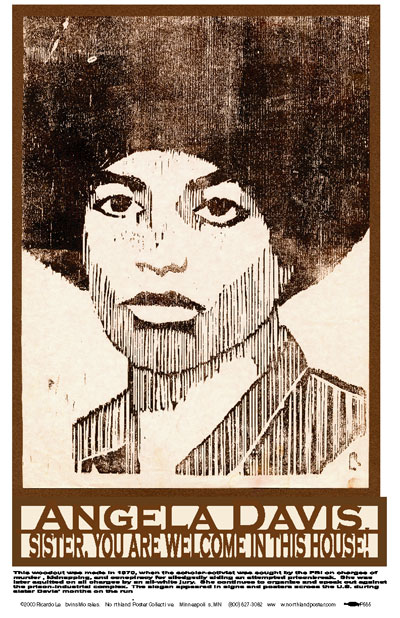 Angela Davis - Welcome in this House - Black Liberation Poster by Ricardo Levins Morales