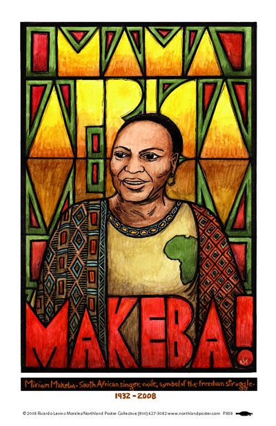 South African singer Miriam Makeba commemorative Poster by Ricardo Levins Morales