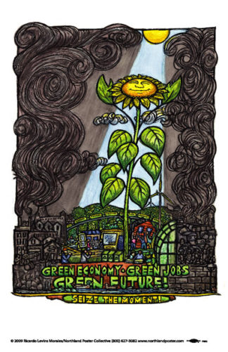 Green Economy, Green Jobs, Green Future - Poster by Ricardo Levins Morales