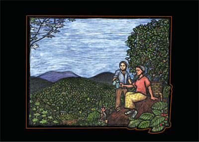 Cafetal, Coffee Growers Poster by Ricardo Levins Morales