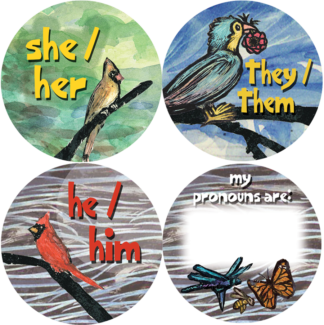 Preferred Pronoun Pin Buttons - He, She, They, Blank