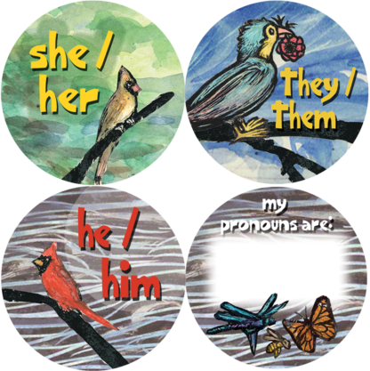 Preferred Pronoun Pin Buttons - He, She, They, Blank